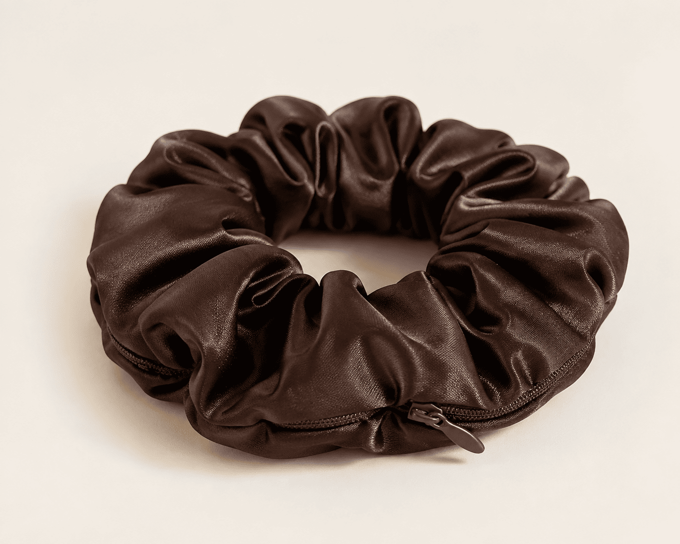 Chocolate Brown zipper scrunchie